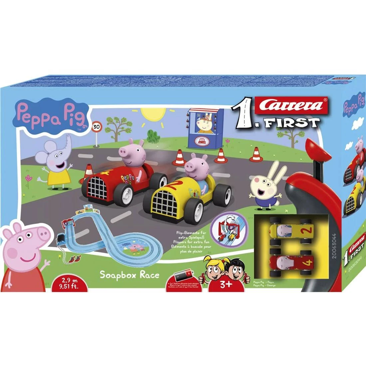 Zestaw zabawek do wyścigów mydlanych Peppa Pig. Zawiera autka, tor i postacie.