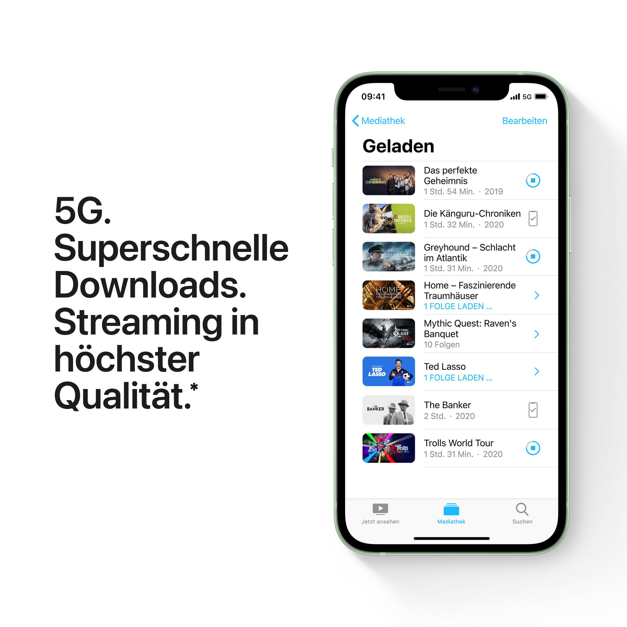 iPhone wyświetlający interfejs aplikacji do strumieniowania z tytułami filmów.