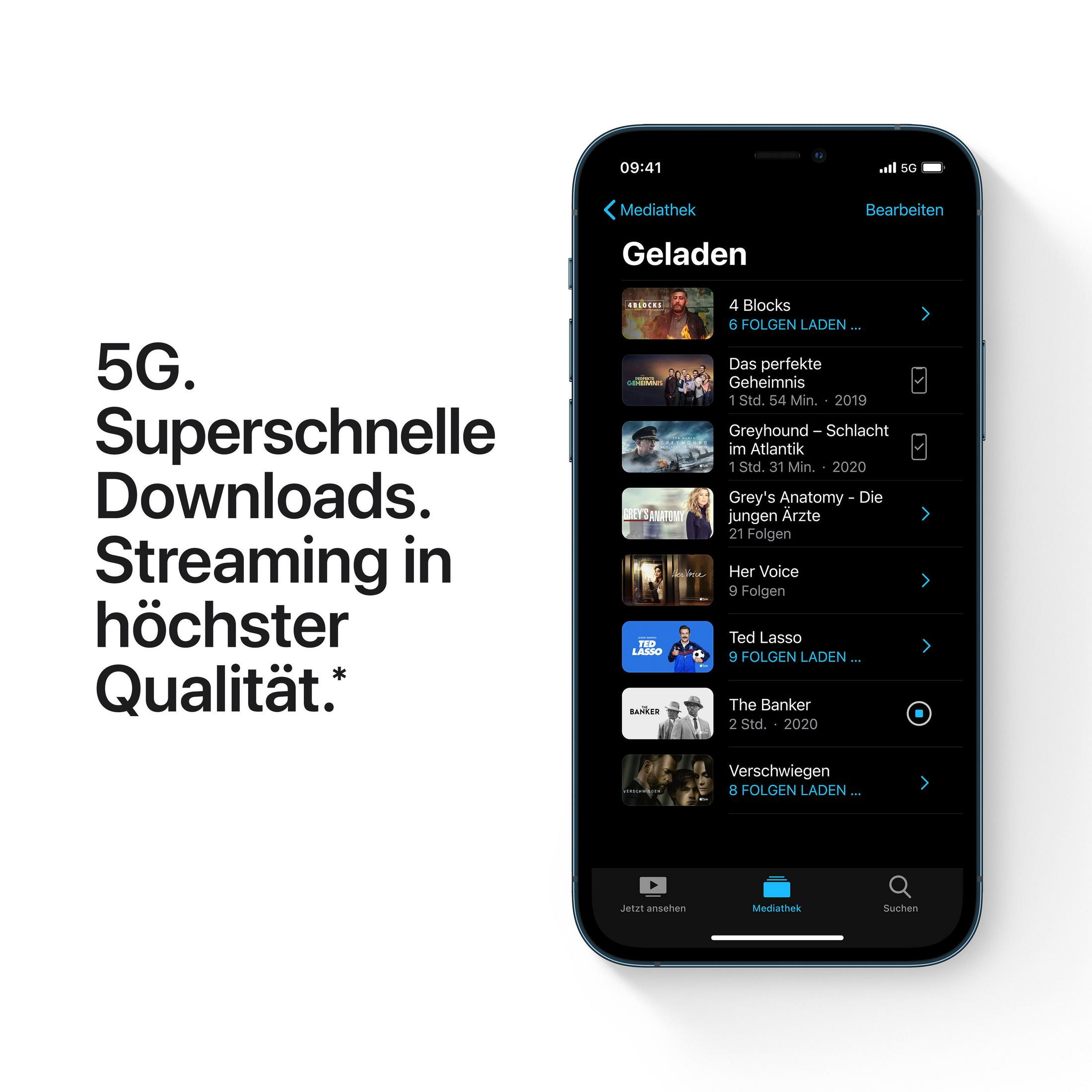 Ekran iPhone'a wyświetlający usługę streamingu z pobranymi filmami.