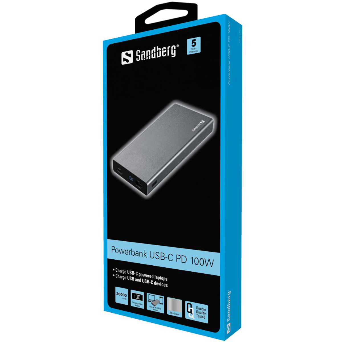 SANDBERG Sandberg Powerbank USB-C 20000 mAh Powerbank 100W Grau PD 20000