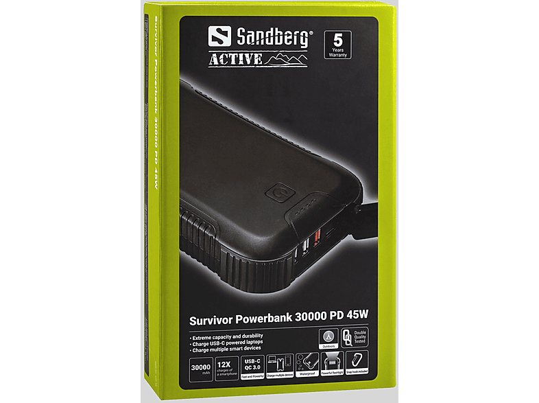 SANDBERG Sandberg Survivor Powerbank 30000mAh PD45W Powerbank 30000 mAh Schwarz