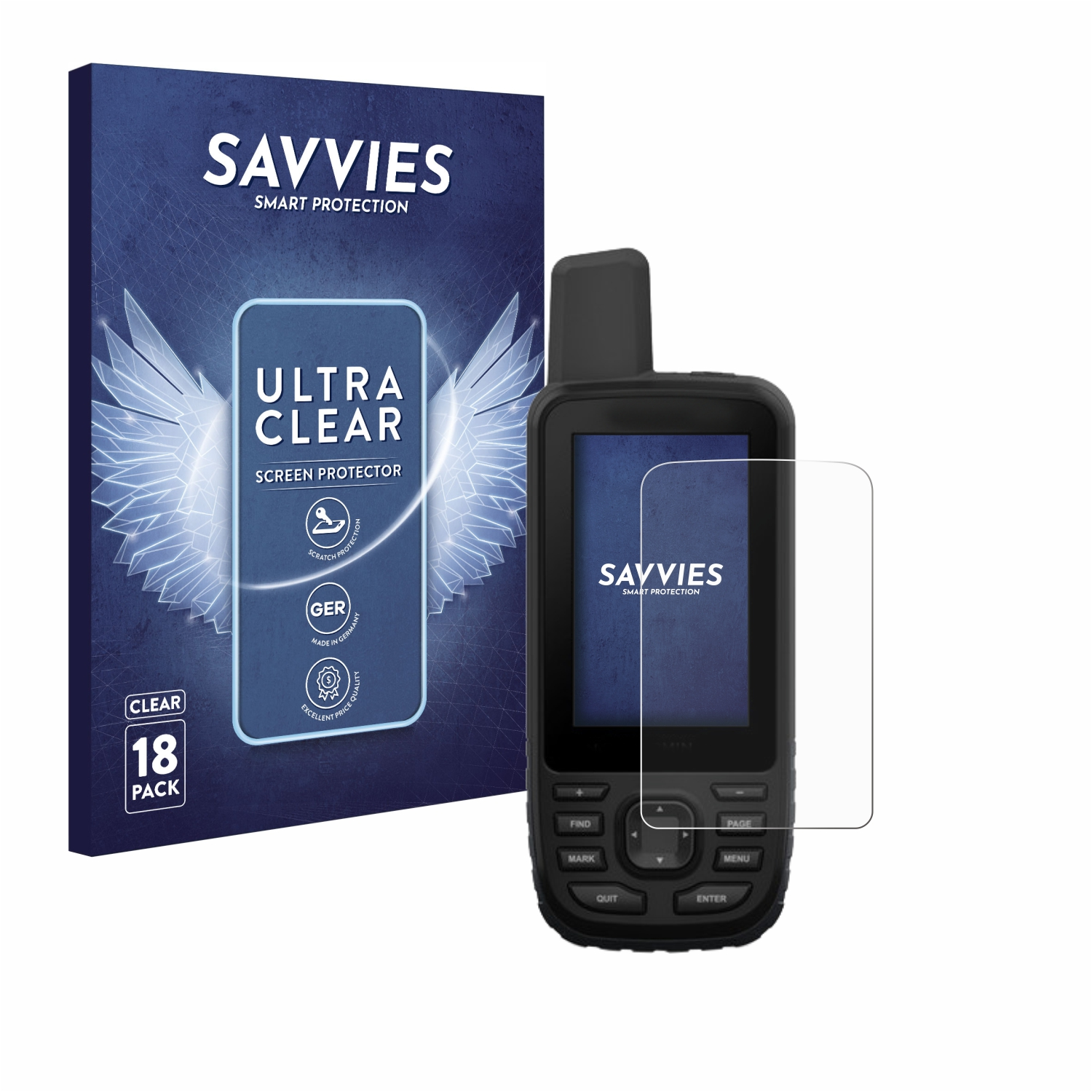SAVVIES 18x klare Schutzfolie(für Garmin GPSMAP 66st)