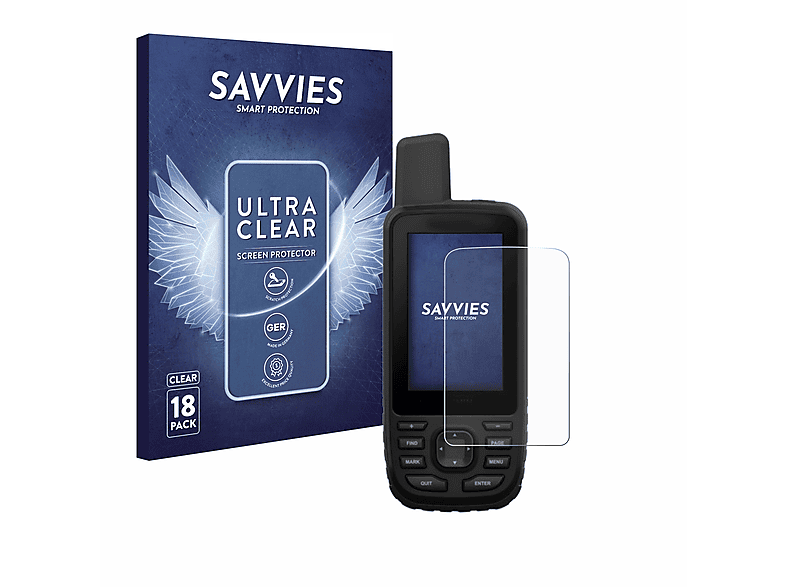 SAVVIES 18x klare Schutzfolie(für Garmin GPSMAP 66st)