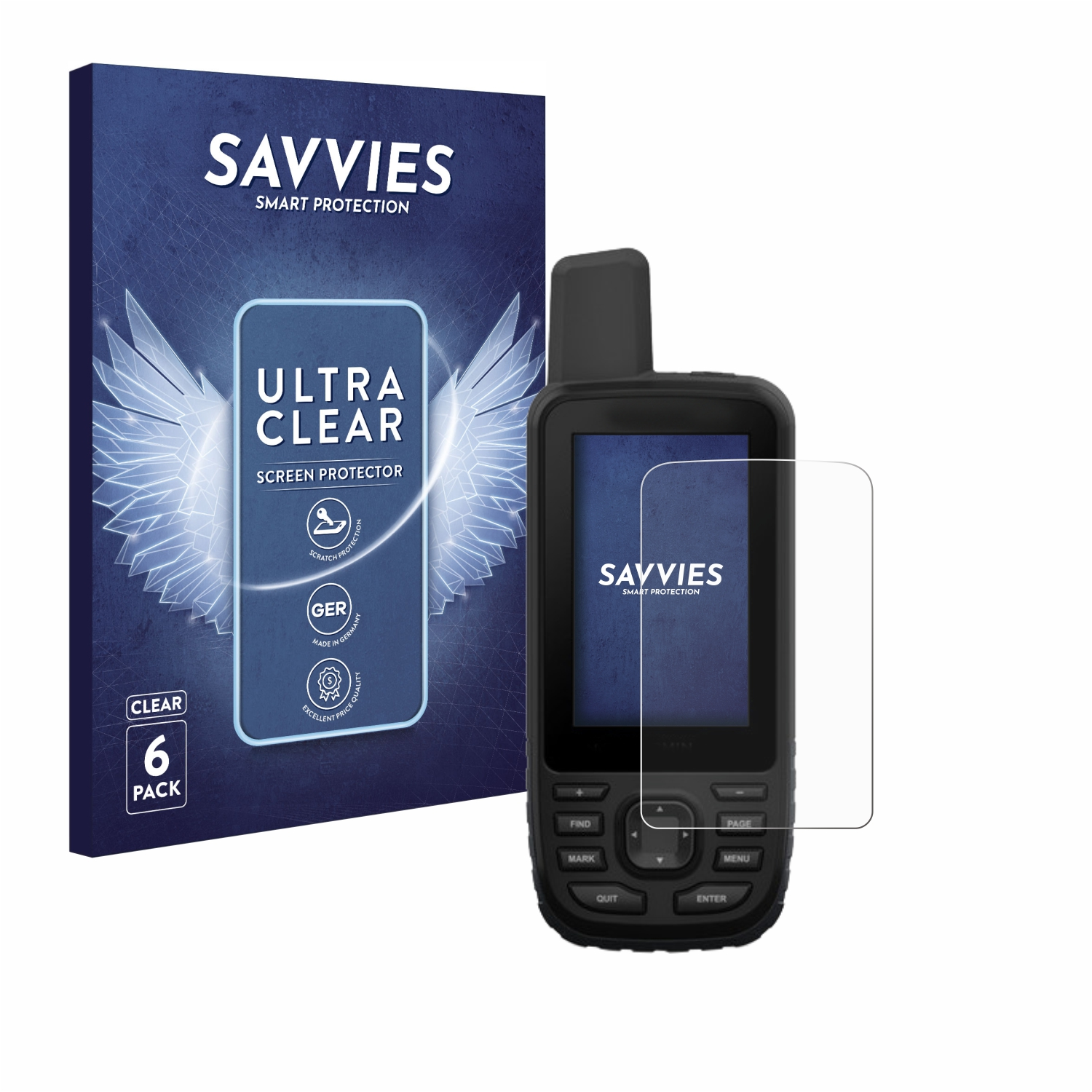 SAVVIES 6x 66st) Garmin GPSMAP klare Schutzfolie(für