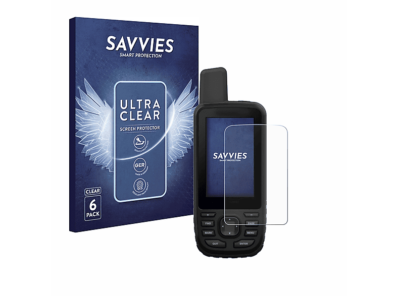 66st) klare SAVVIES GPSMAP Garmin 6x Schutzfolie(für