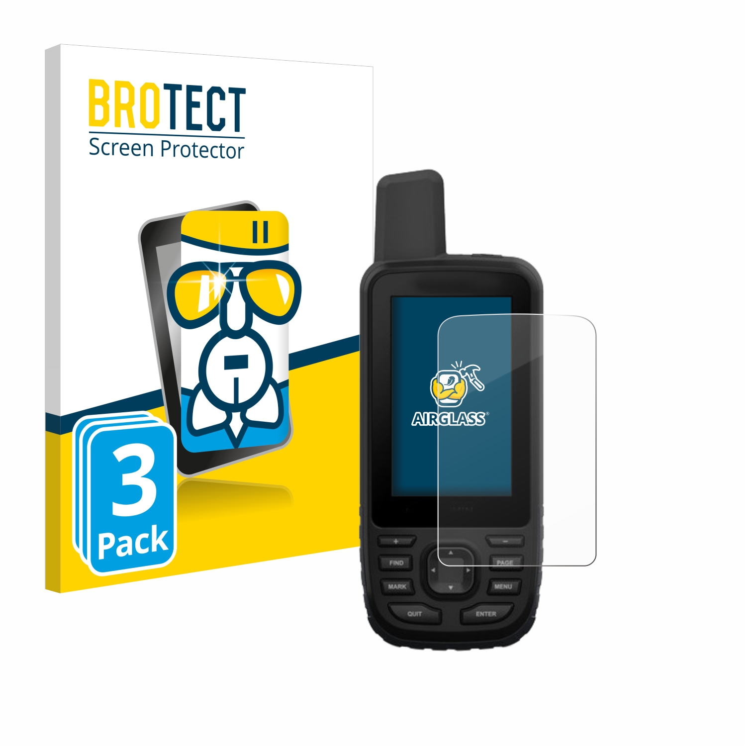 BROTECT 3x Airglass klare Garmin Schutzfolie(für GPSMAP 66st)