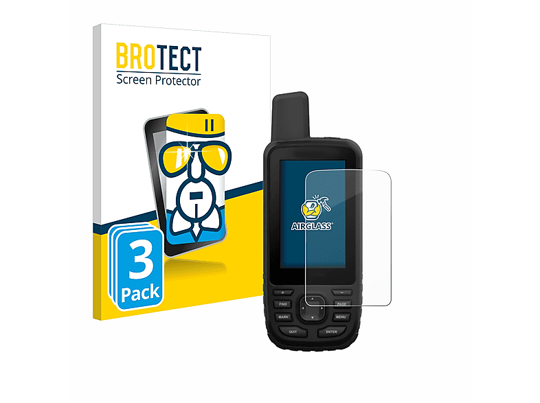 klare 66st) Airglass BROTECT 3x Schutzfolie(für GPSMAP Garmin