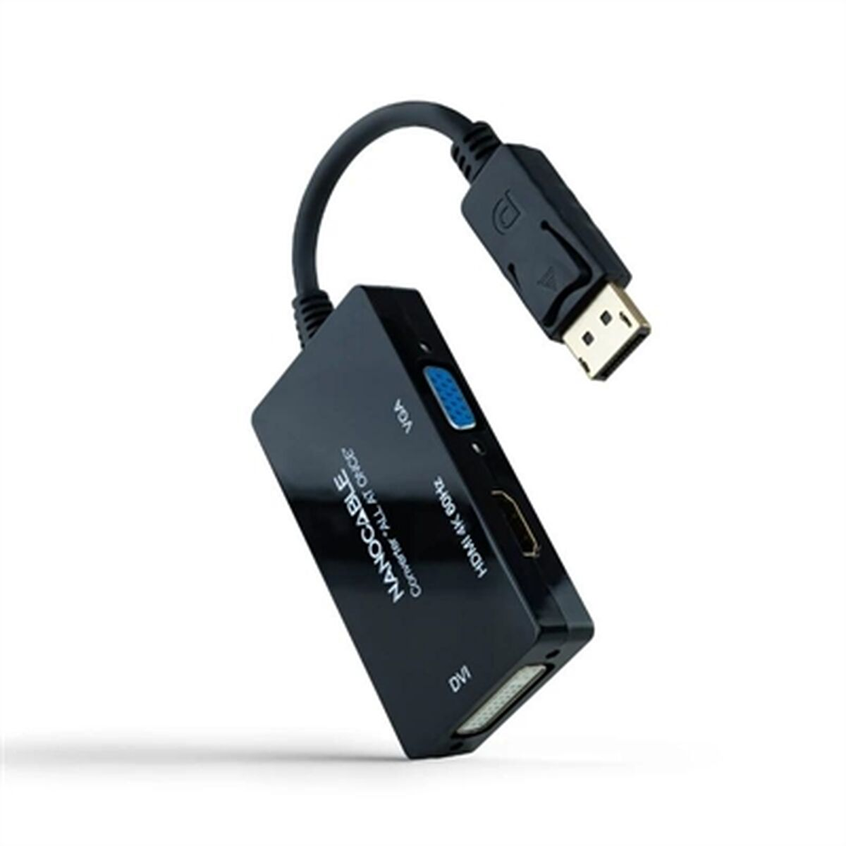 NANOCABLE 10.16.3301-ALL DisplayPort-zu-VGA/DVI/HDMI-Adapter, Schwarz