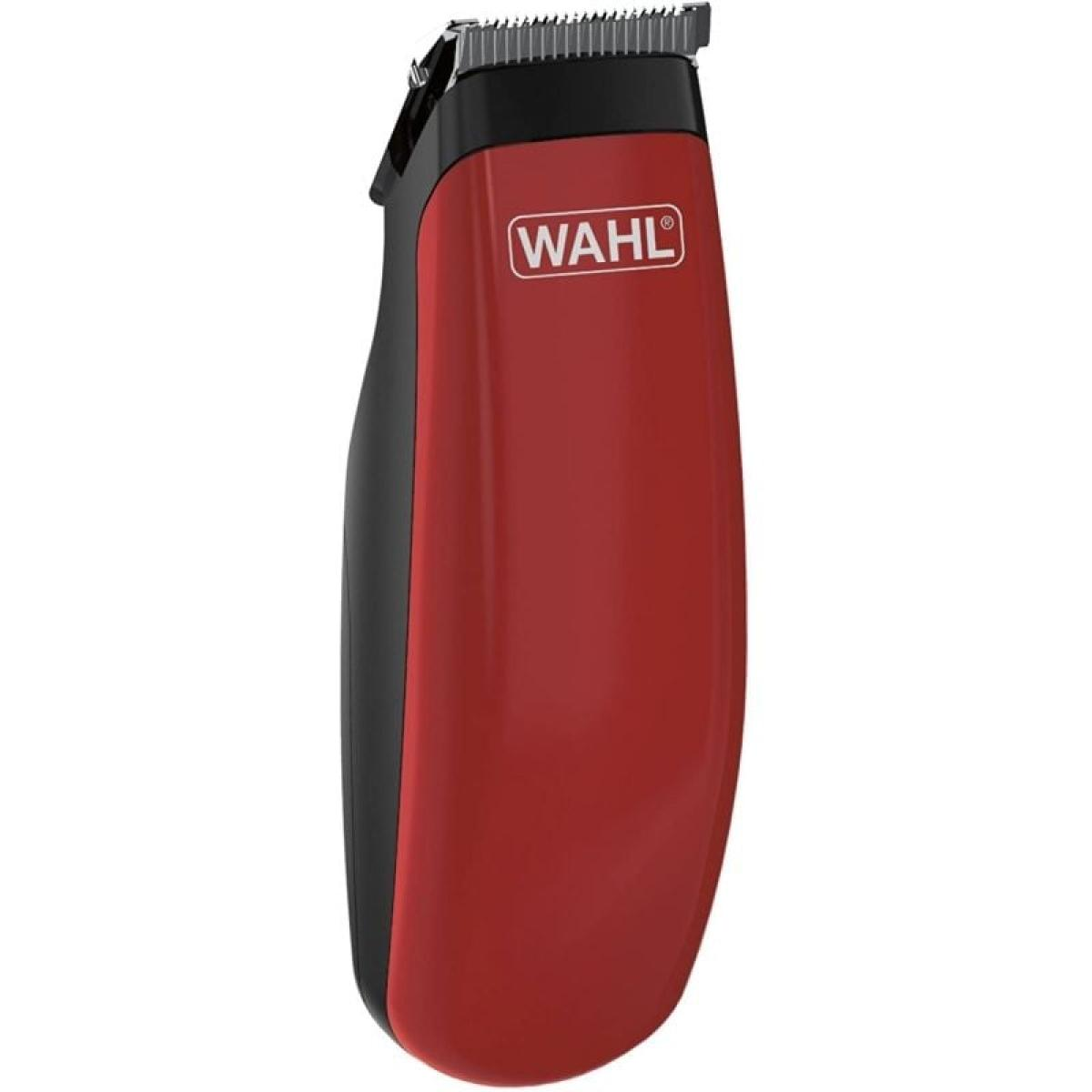 Ein rot-schwarzer Wahl-Haarschneider mit geschwungenem Design, vor weißem Hintergrund.