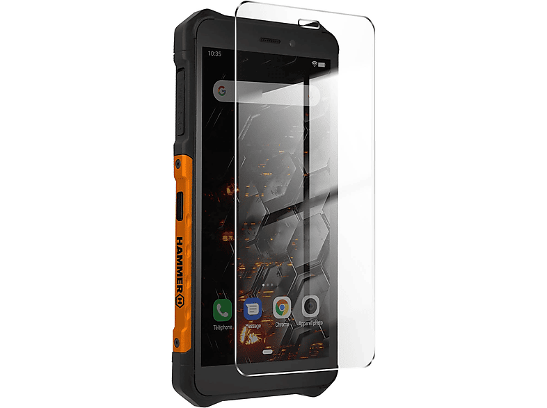 4G + Orange Pack Smartphones, LTE Starter 3 9H Glas-Folie: HAMMER Iron