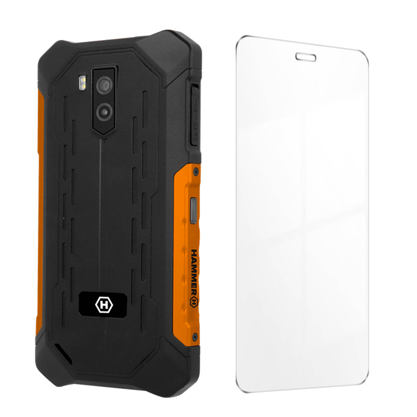 Smartphones, Pack LTE Glas-Folie: 4G HAMMER Starter 3 9H Iron + Orange