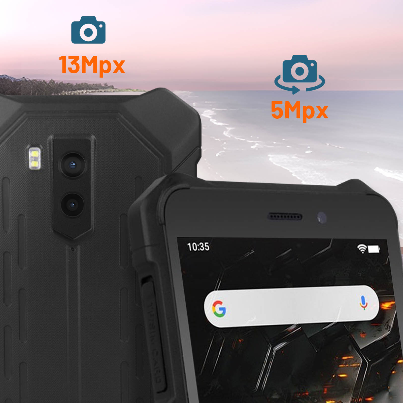 Smartphones, Pack LTE Glas-Folie: 4G HAMMER Starter 3 9H Iron + Orange