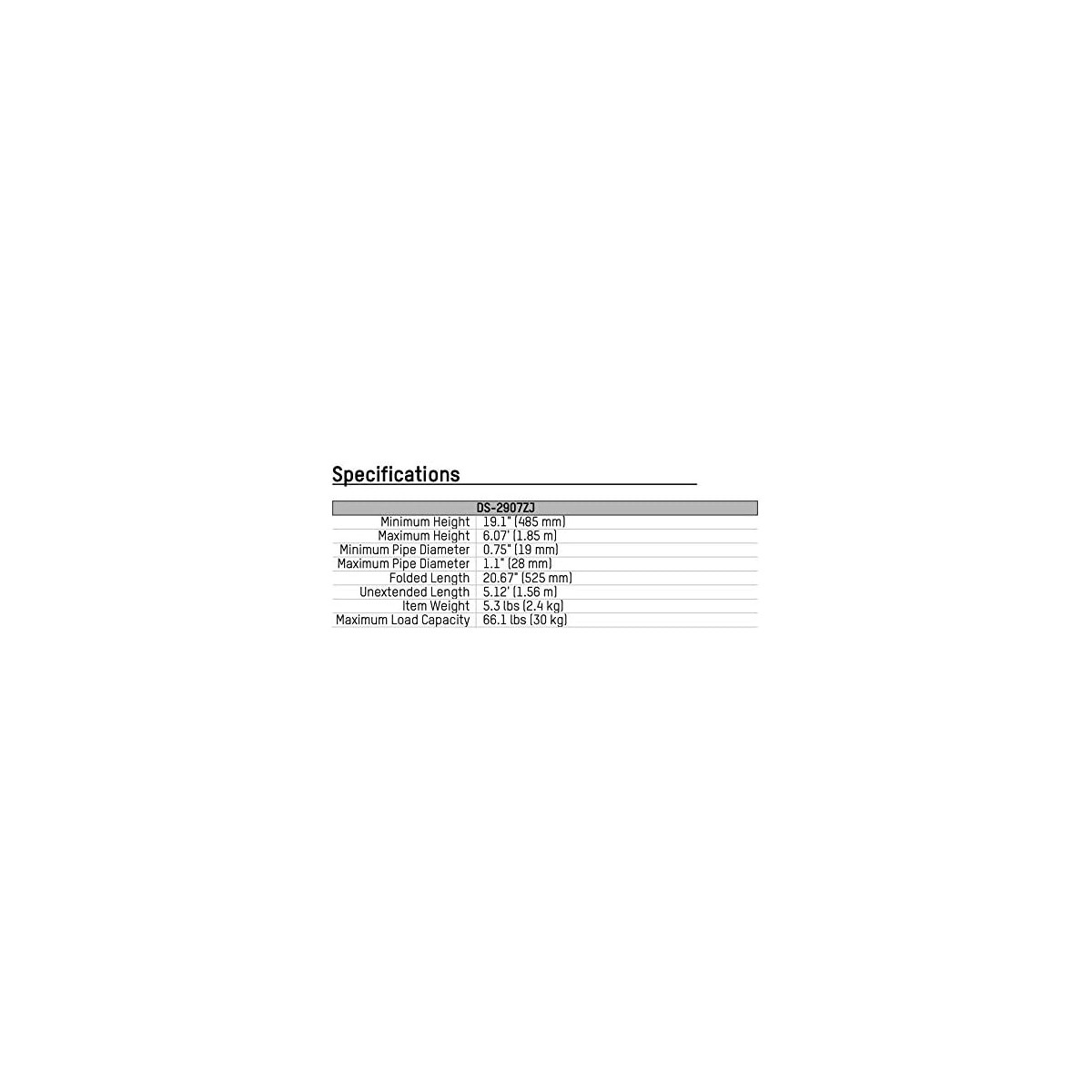 HIKVISION DS-2907ZJ Stativ Smartphone Stativ, Schwarz, Höhe offen bis 1850 mm