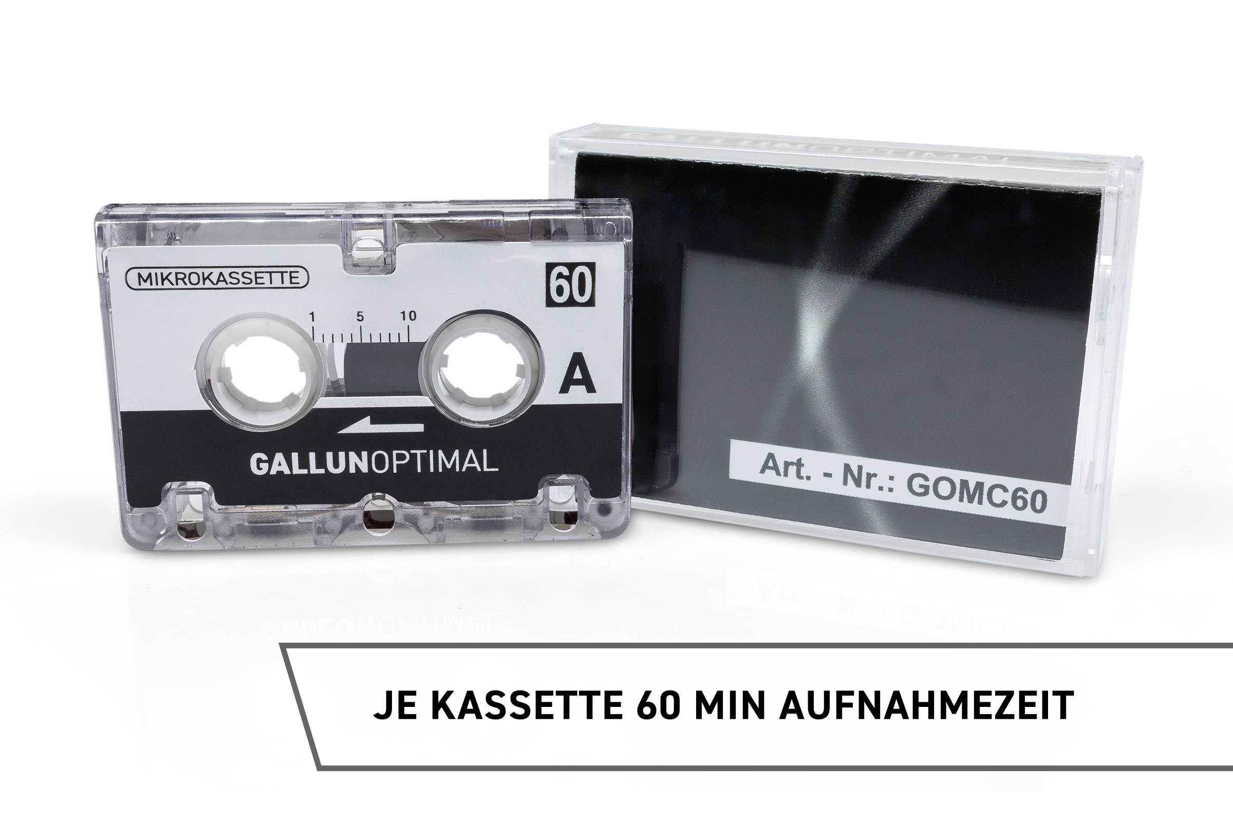 Audiokassette, GALLUNOPTIMAL 3er-Pack schwarz/weiß Type MC60 min. 60 Microkassette