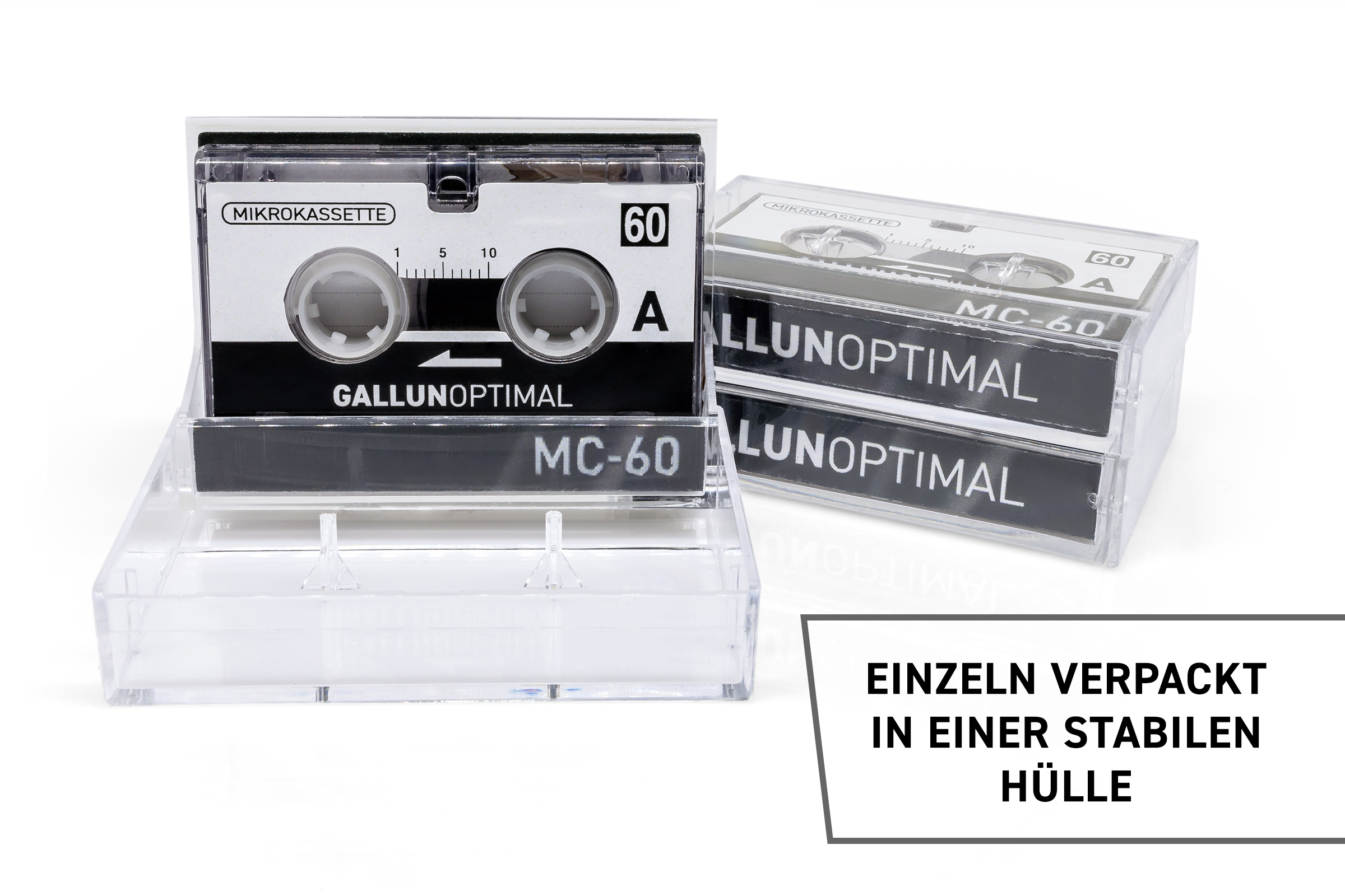 GALLUNOPTIMAL Type MC60 3er-Pack schwarz/weiß min. Microkassette Audiokassette, 60