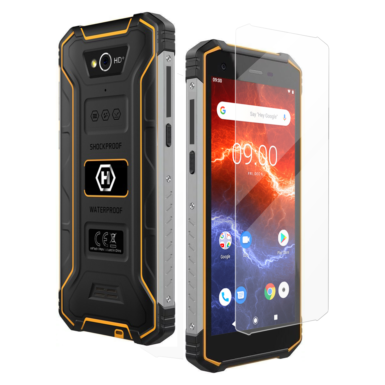 9H 4G Smartphones, Starter : HAMMER Orange LTE Glas-Folie Pack Eco Energy + 2