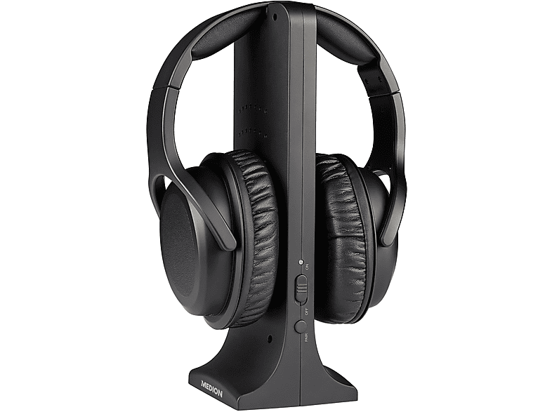 MEDION LIFE® E62003 FUNKKOPFHÖRER, Reichweite ca. 15 m, digitaler Sound, hoher Tragekomfort, Over-ear Funkkopfhörer schwarz