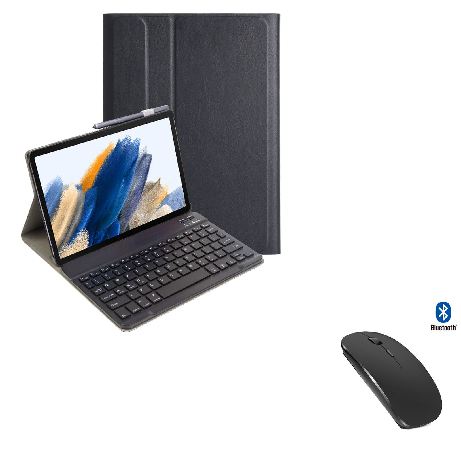 LOBWERK 3in1 Schutzhülle Schutzhülle Bookcover Schwarz Galaxy Tab A8 Kunststoff, für SM-X200/X205 Zoll Samsung 10.5