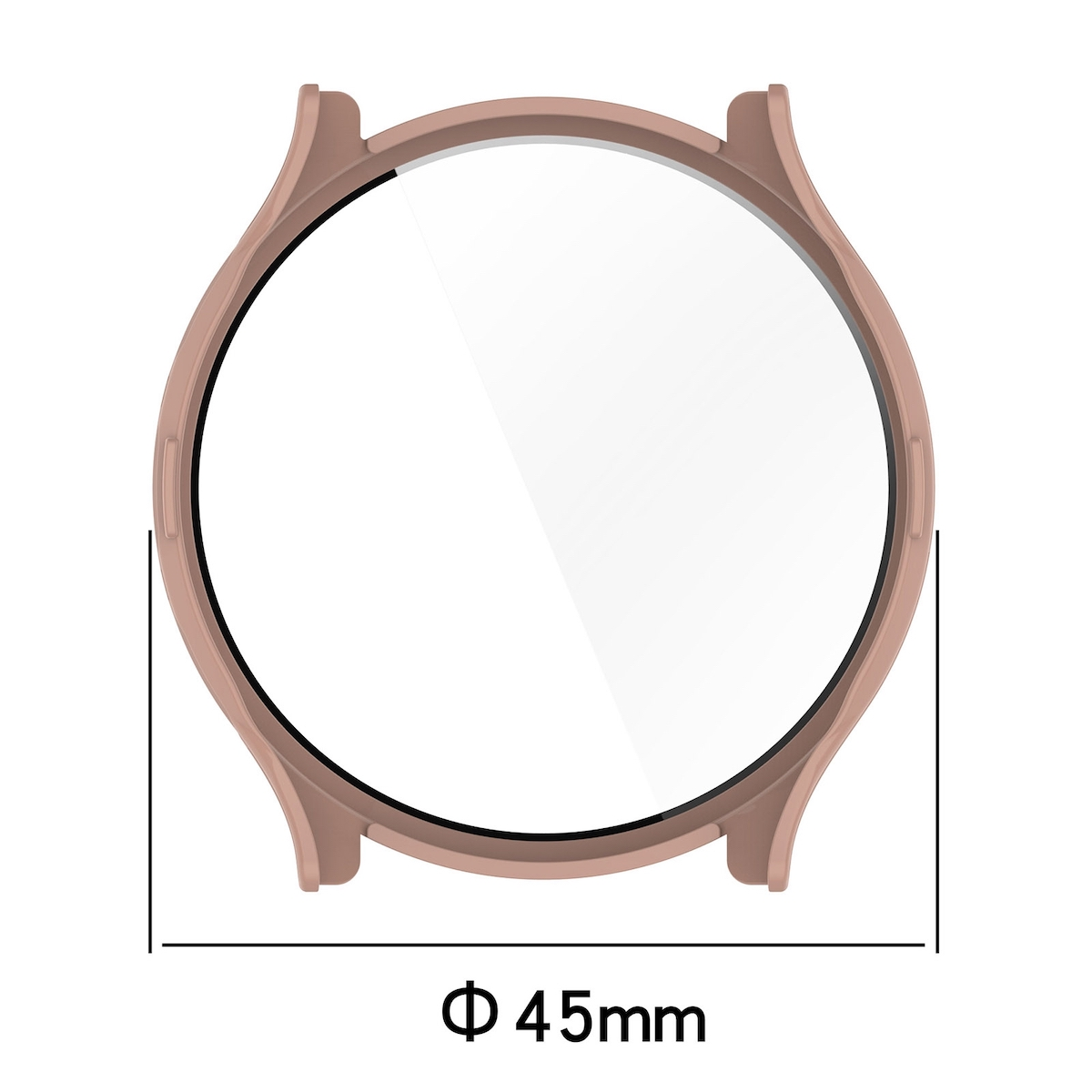 Roségoldfarbene Uhrenabdeckung mit einem Durchmesser von 45 mm.