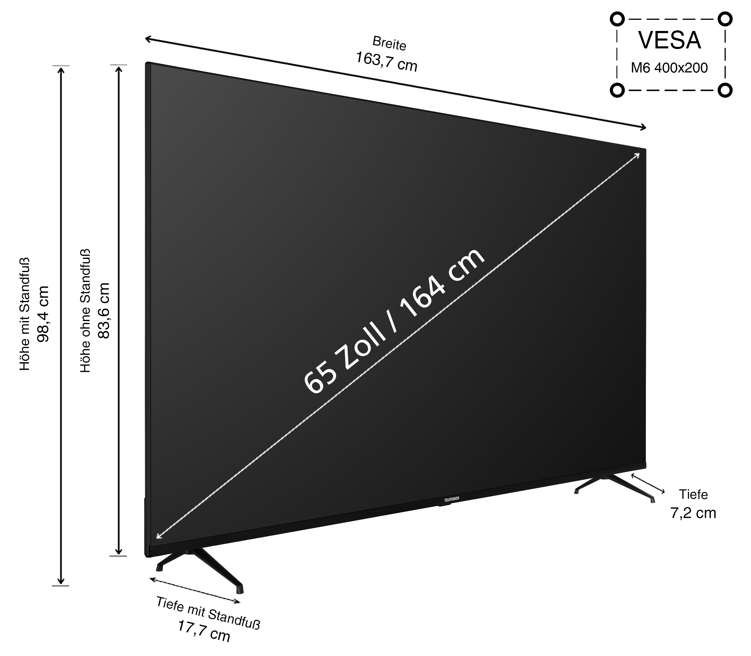 TELEFUNKEN XU65GA660S LED TV (Flat, Zoll / UHD SMART 65 164 4K, TV) cm