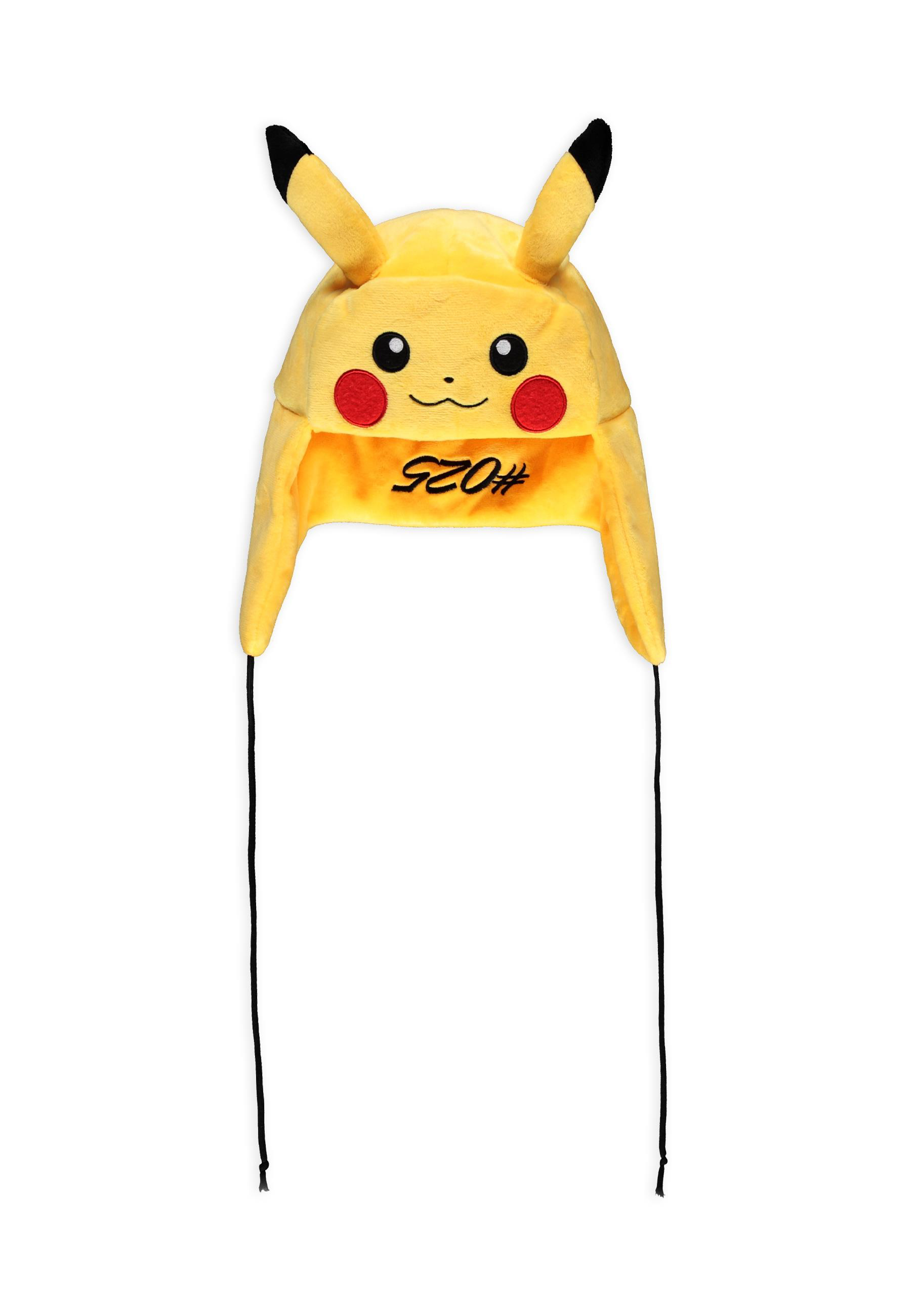 Gelbe Pikachu-Mütze mit schwarzen Ohren, roten Wangen und dem Text "GEO #25".