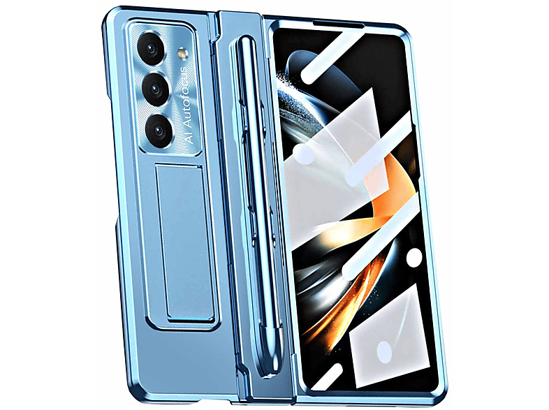 Blau Backcover, Z Design Stift, Scharnier WIGENTO mit 5G, + Hülle Stifthalterung Samsung, Galaxy Fold5