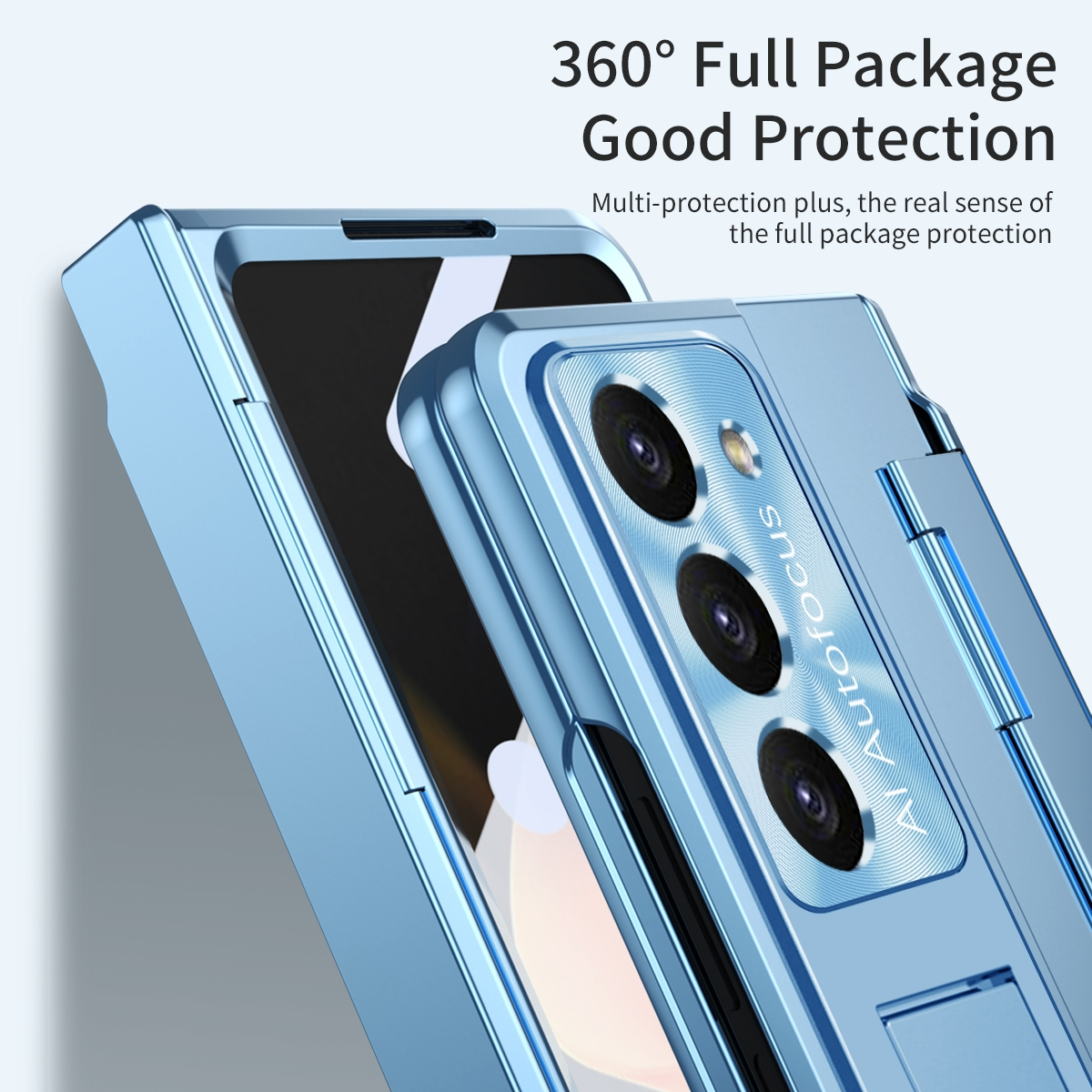 Design + 5G, Backcover, Z Stift, Scharnier Hülle Fold5 WIGENTO Galaxy Samsung, Stifthalterung mit Blau