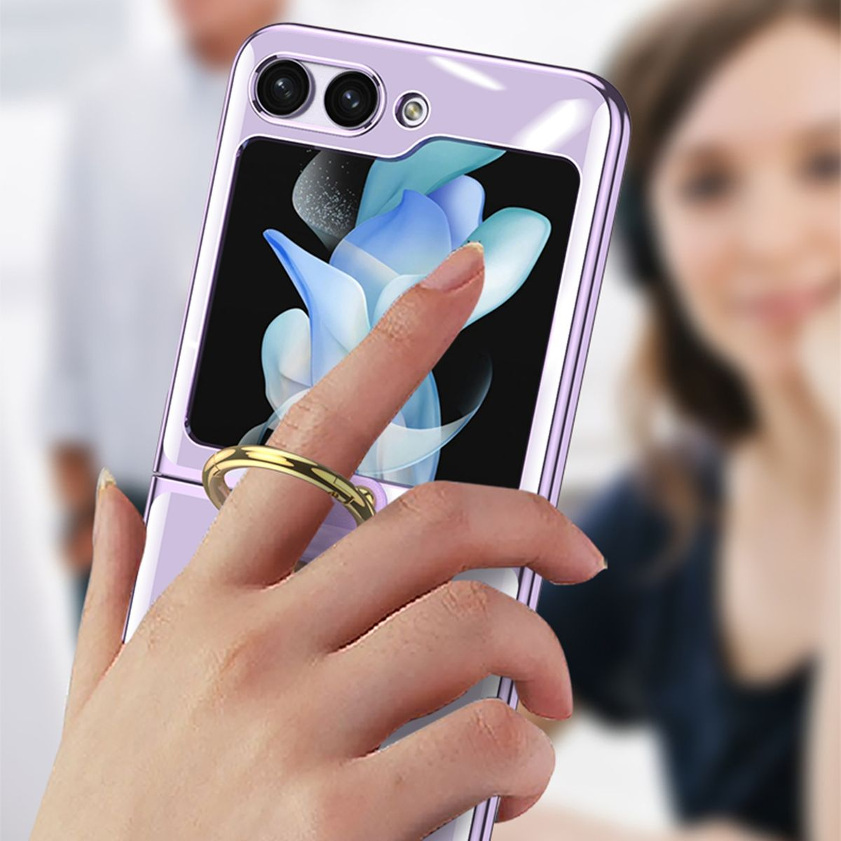 Hülle Galaxy Flip5 Ringhalterung, mit Electroplating Z WIGENTO Grün Design Backcover, Samsung, 5G,