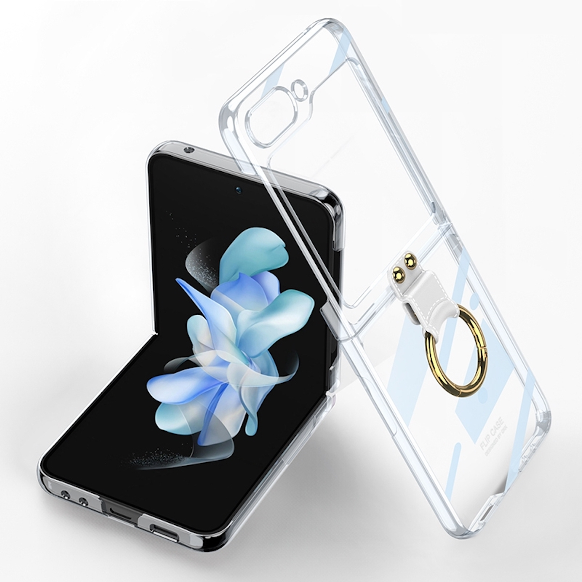WIGENTO Design Electroplating Samsung, Galaxy Hülle Transparent Backcover, 5G, Z mit Ringhalterung, Flip5