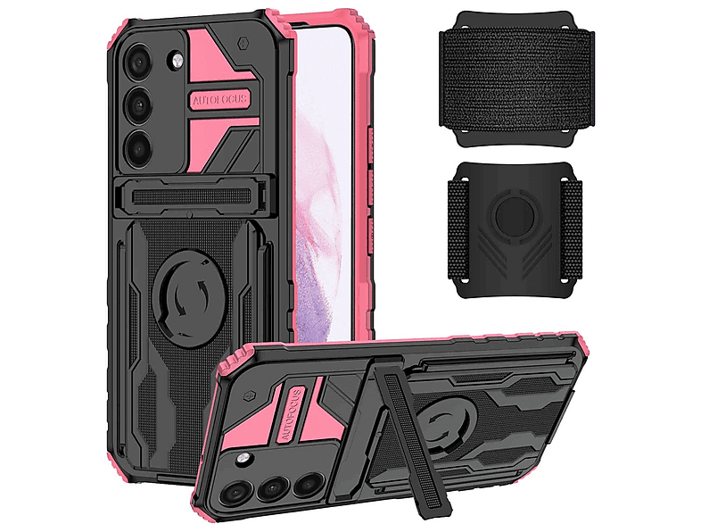 S23 Shockproof mit Armor Backcover, Plus, Hülle WIGENTO Pink Armband, Samsung, Galaxy