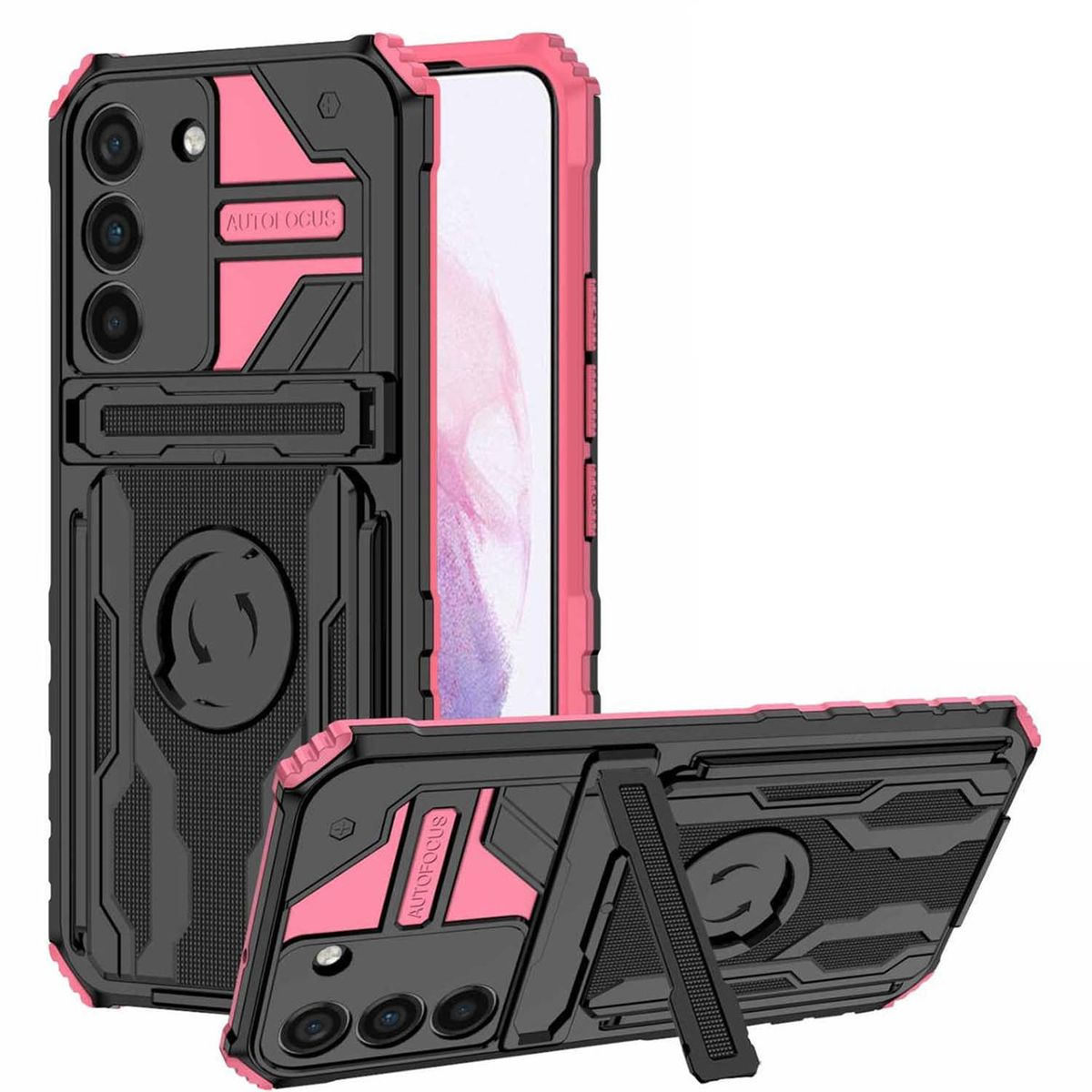 WIGENTO Shockproof Armor Armband, mit Pink Backcover, Samsung, S23 Plus, Hülle Galaxy