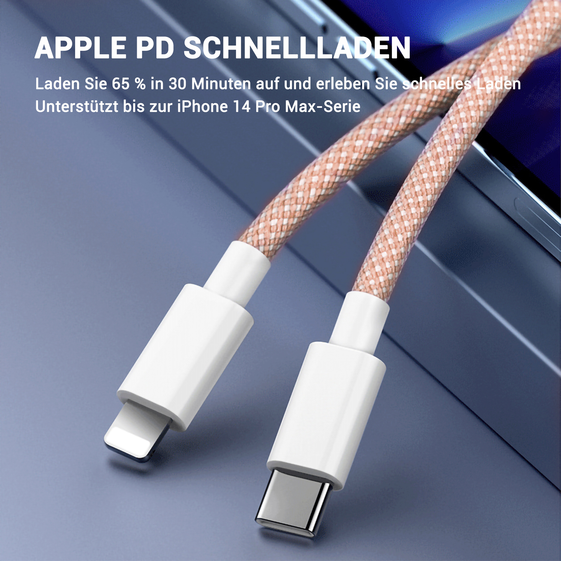 USB-C Datenkabel, ladekabel Apple USB-C iphone 2 und zu ladekabel Datenkabel Kabel, m, iphone XTREMES Lightning iPhone Lightning Orange (Orange), und