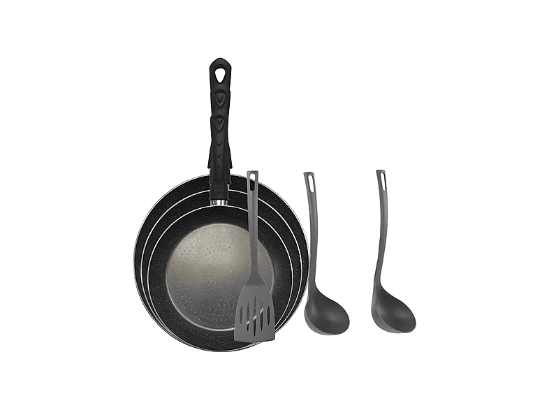San Ignacio Batteria 7 pezzi Cassel e Set 3 padelle 16/20/24 cm rosso, alluminio pressato, antiaderente, induzione