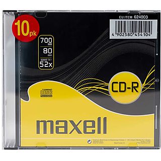 CD-R  - Maxell cd-r 700mb 10 uds MAXELL, Negro