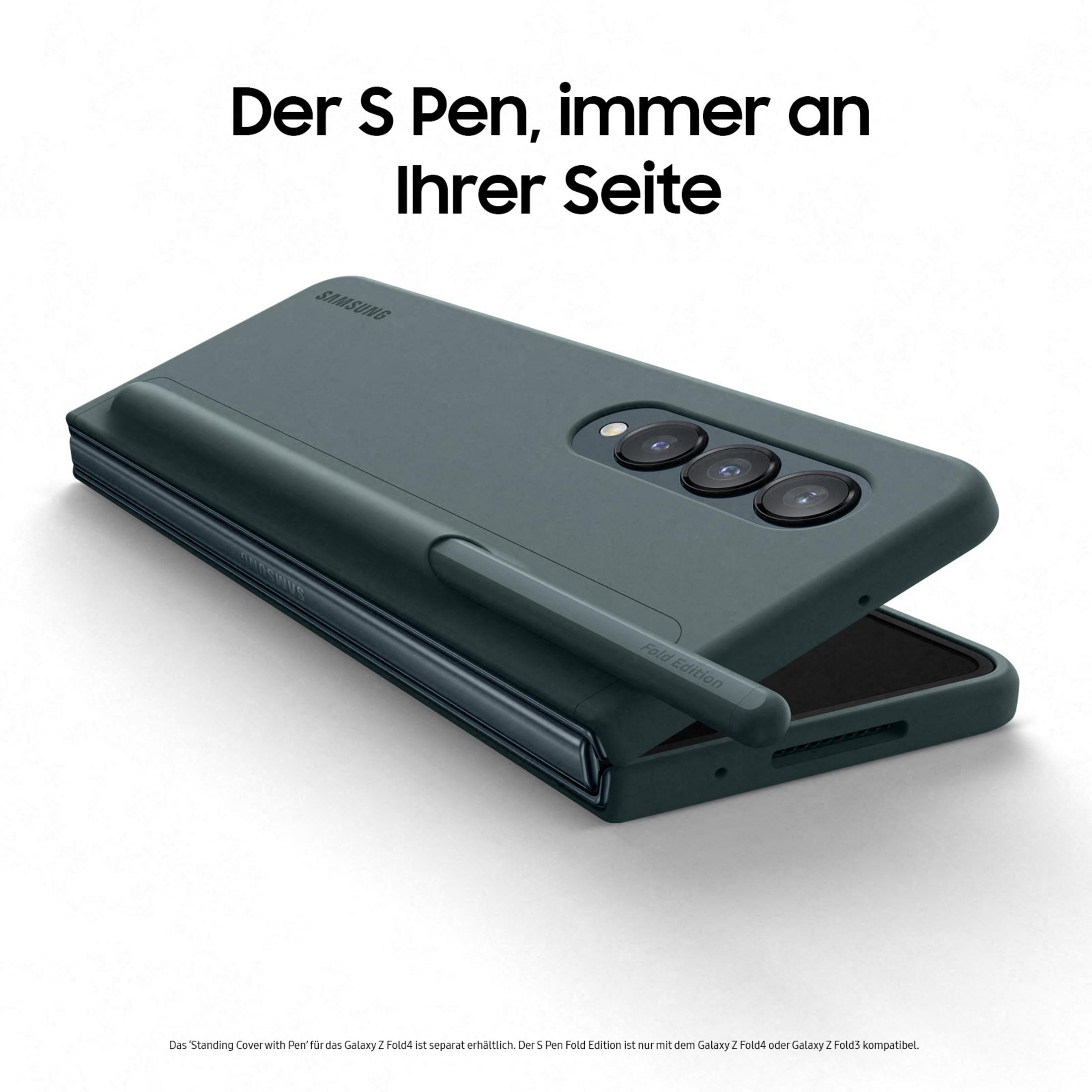 Ciemnozielone etui na telefon z rysikiem S Pen.