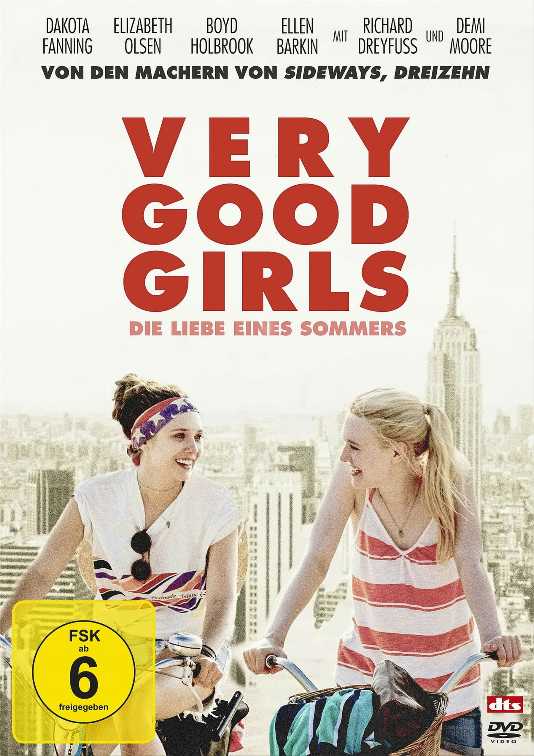 Filmposter. Zwei Frauen auf Fahrrädern, Stadtlandschaft im Hintergrund. Titel: Very Good Girls. FSK 6.