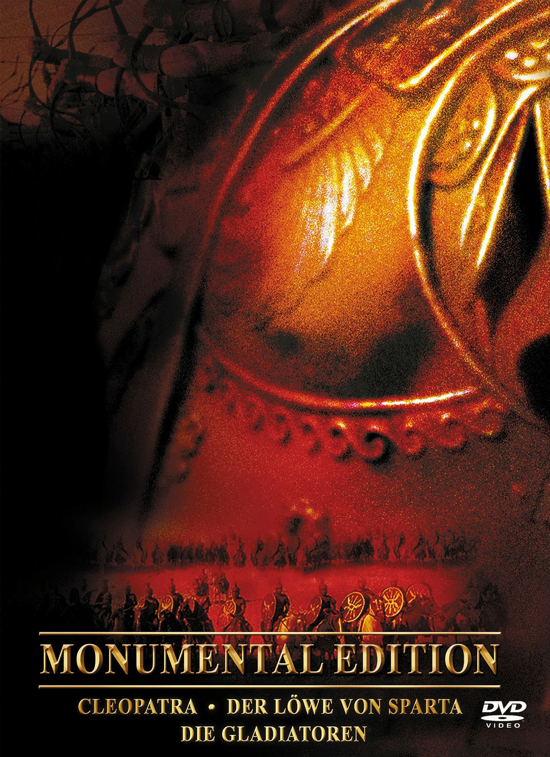 DVD-Cover von 'Monumental Edition' mit Helm und Kriegern im Hintergrund.