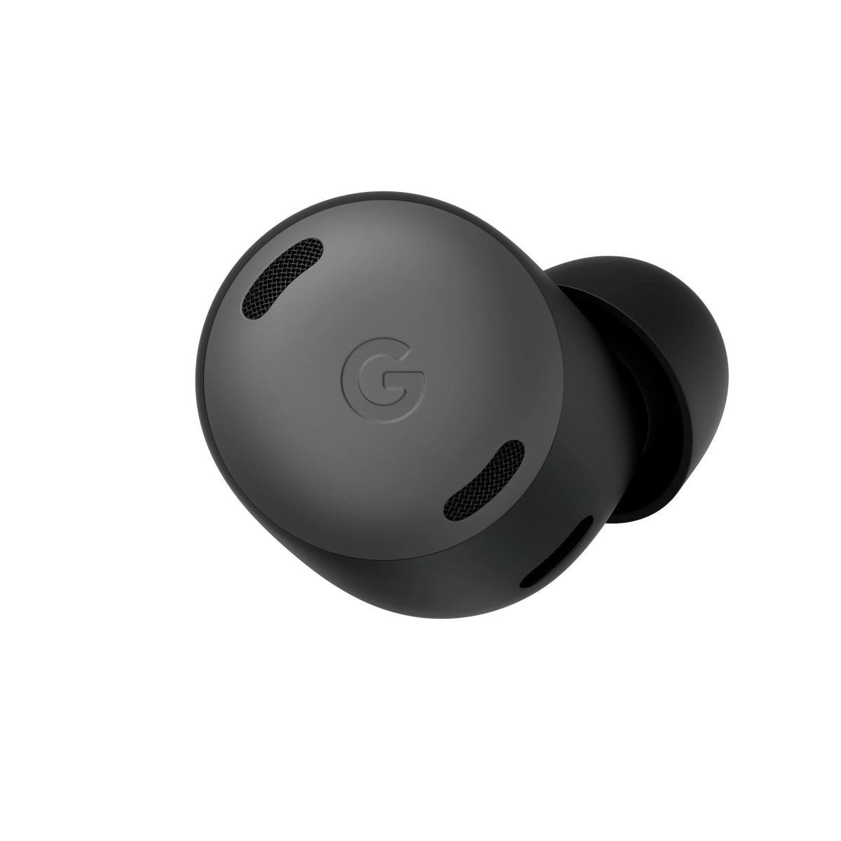 Pojedyncza, ciemnoszara słuchawka Google Pixel Buds Pro. Ma logo „G”.