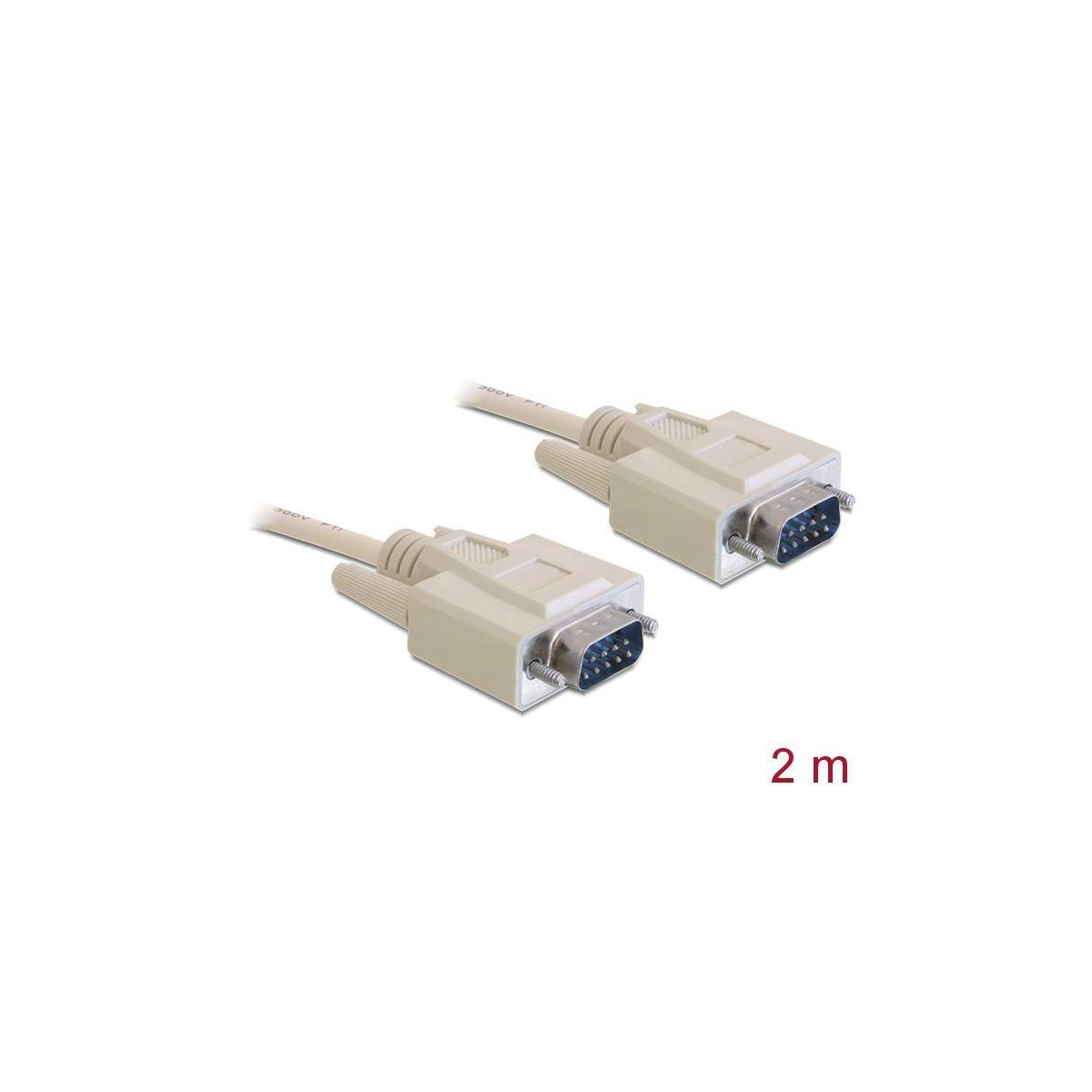 Due cavi seriali DB9 grigi con connettori su sfondo bianco. Testo 2 m visibile.