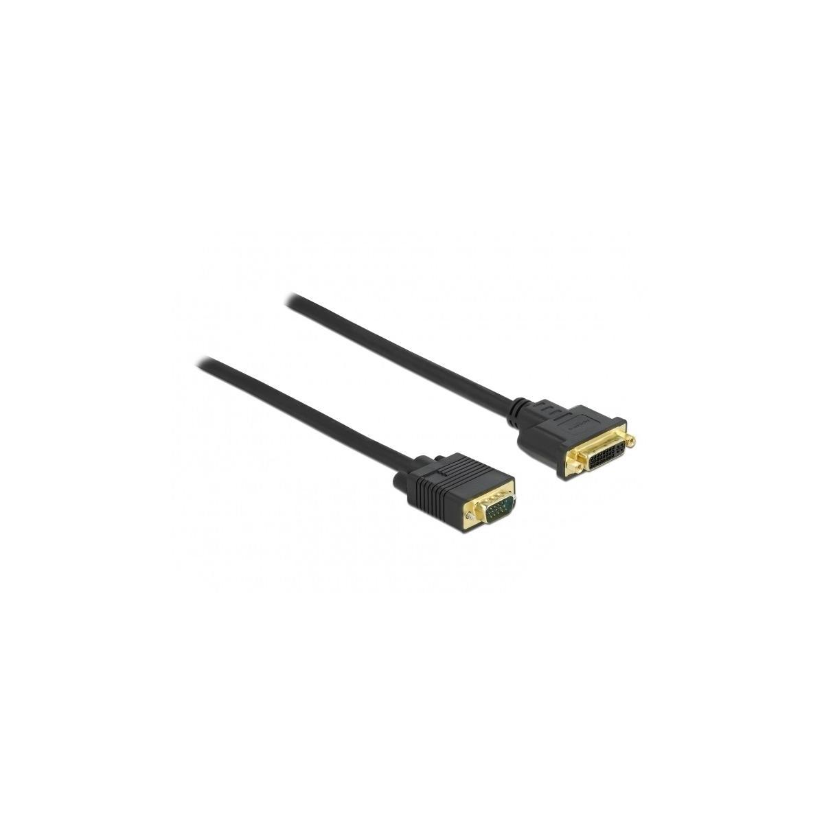 Ein schwarzes VGA-Kabel mit Anschlüssen an beiden Enden.
