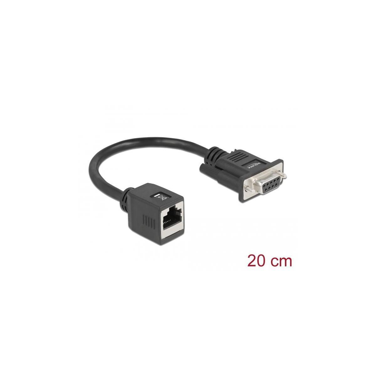 Cavo adattatore seriale da Ethernet a DB9 nero, con indicazione 20 cm.