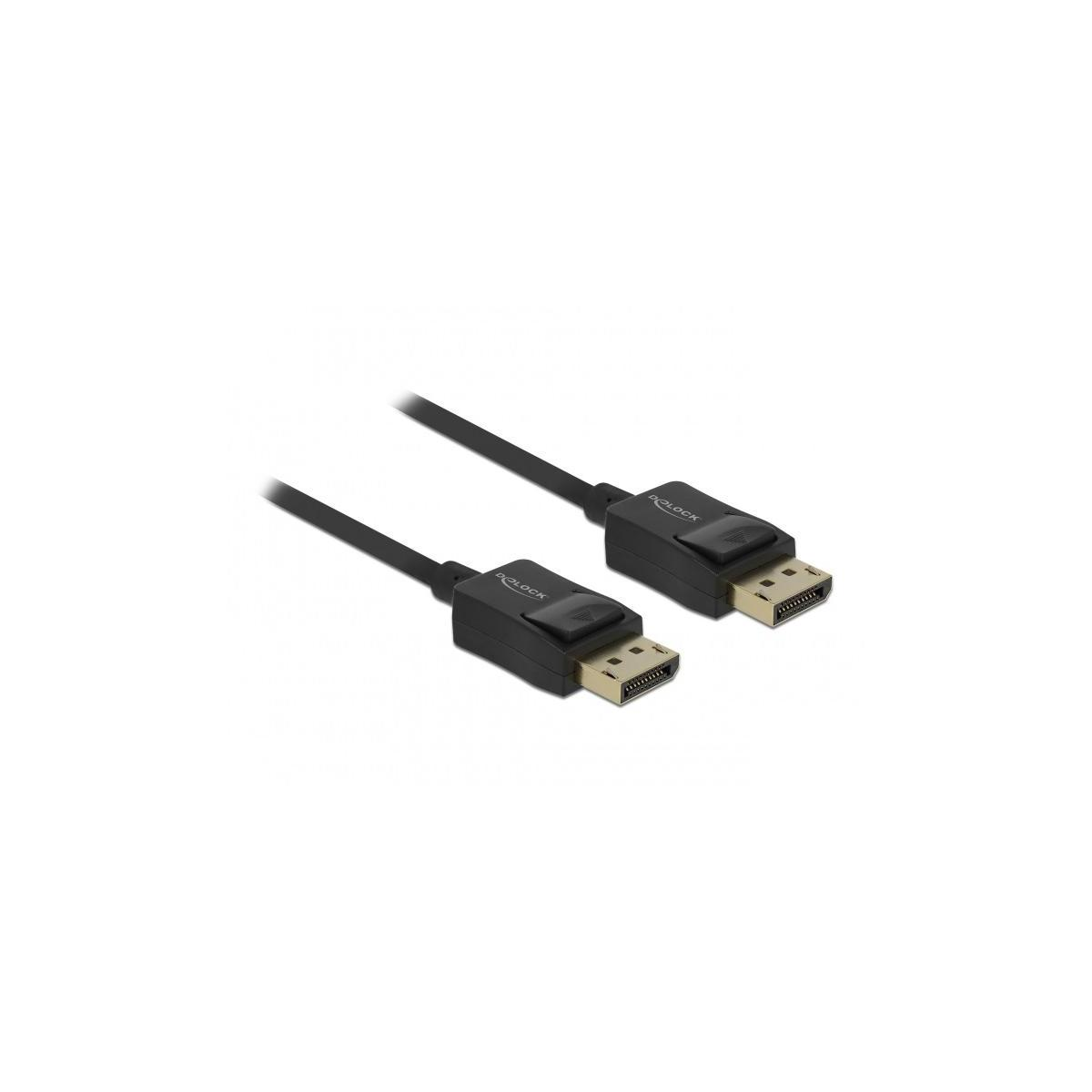 Cavo DisplayPort. Cavo nero con due connettori DisplayPort.