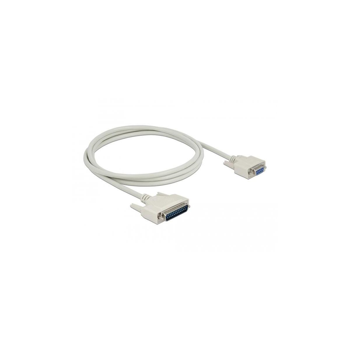Cavo seriale grigio con due connettori D-sub su sfondo bianco.