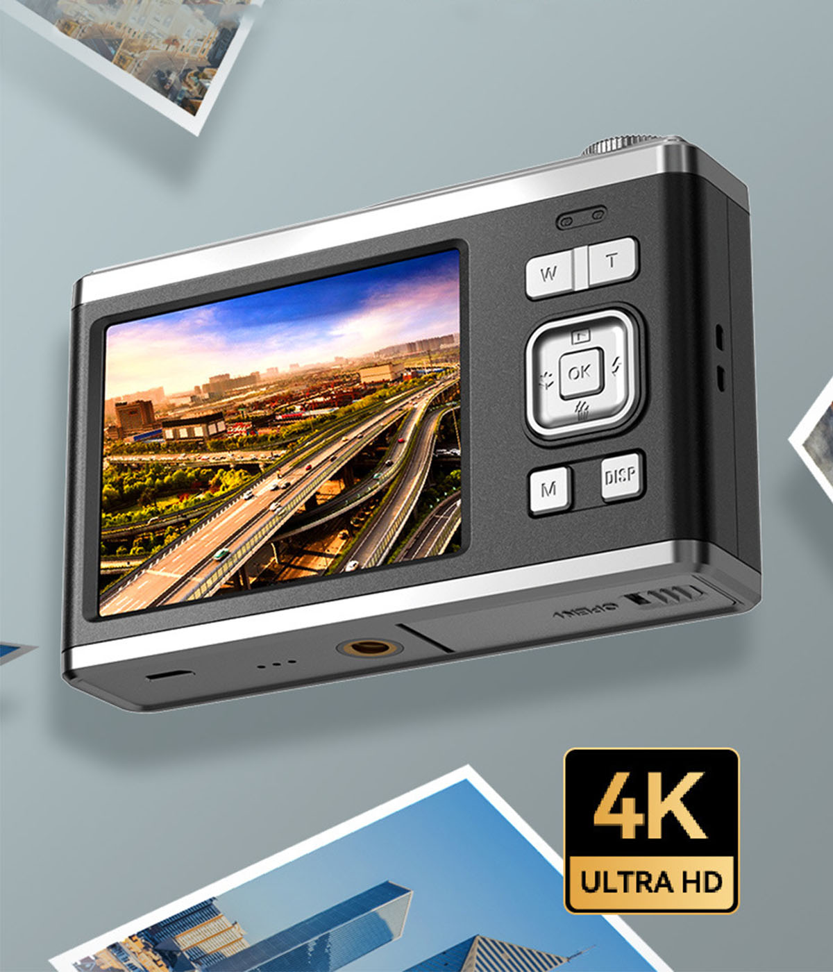 BRIGHTAKE 4K HD-Zoom-Digitalkamera Dual-Display, Anti-Shake Silber Kamera