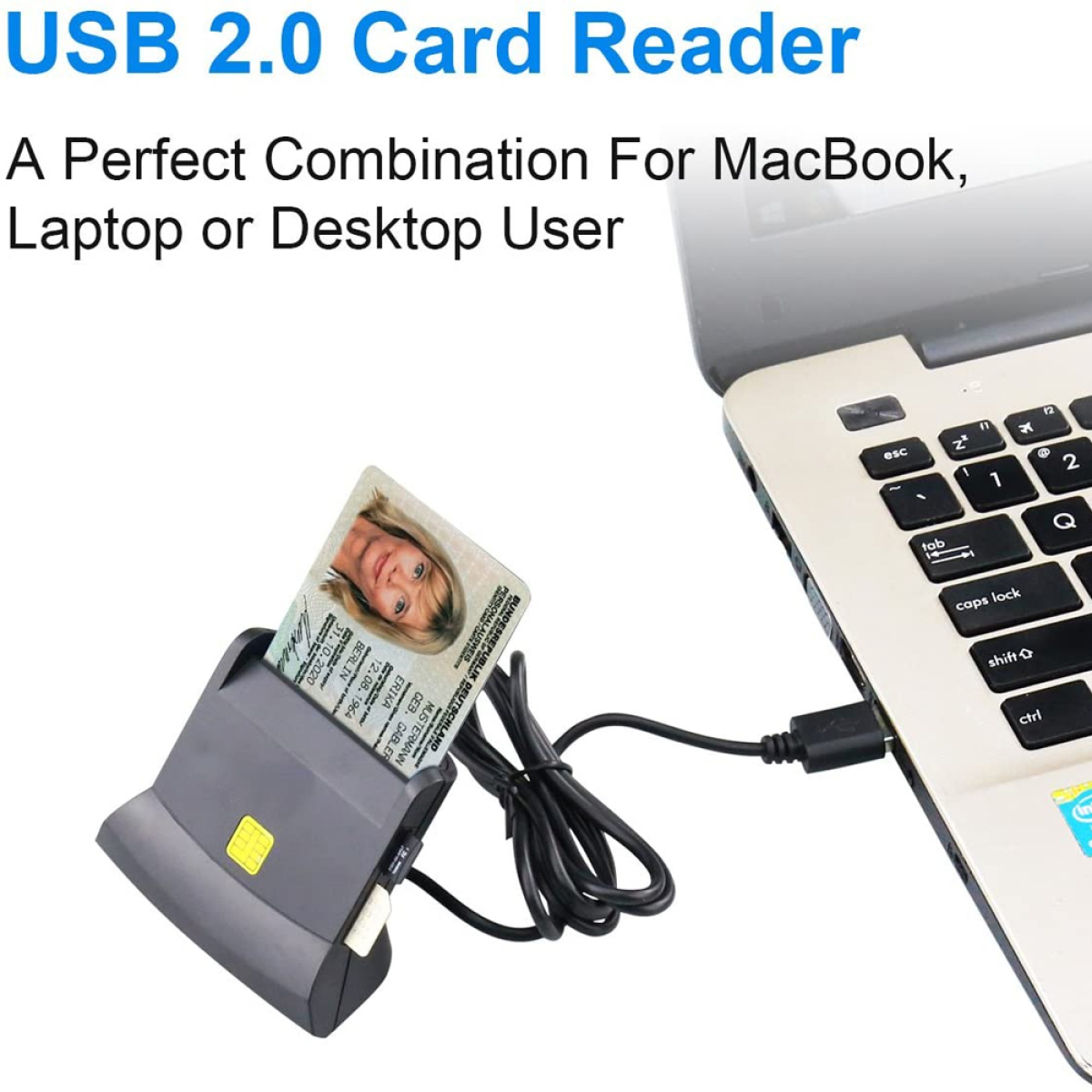 Ein blauer Laptop, abgewinkelt, zeigt die Tastatur und den Bildschirm mit einem bunten Bild.