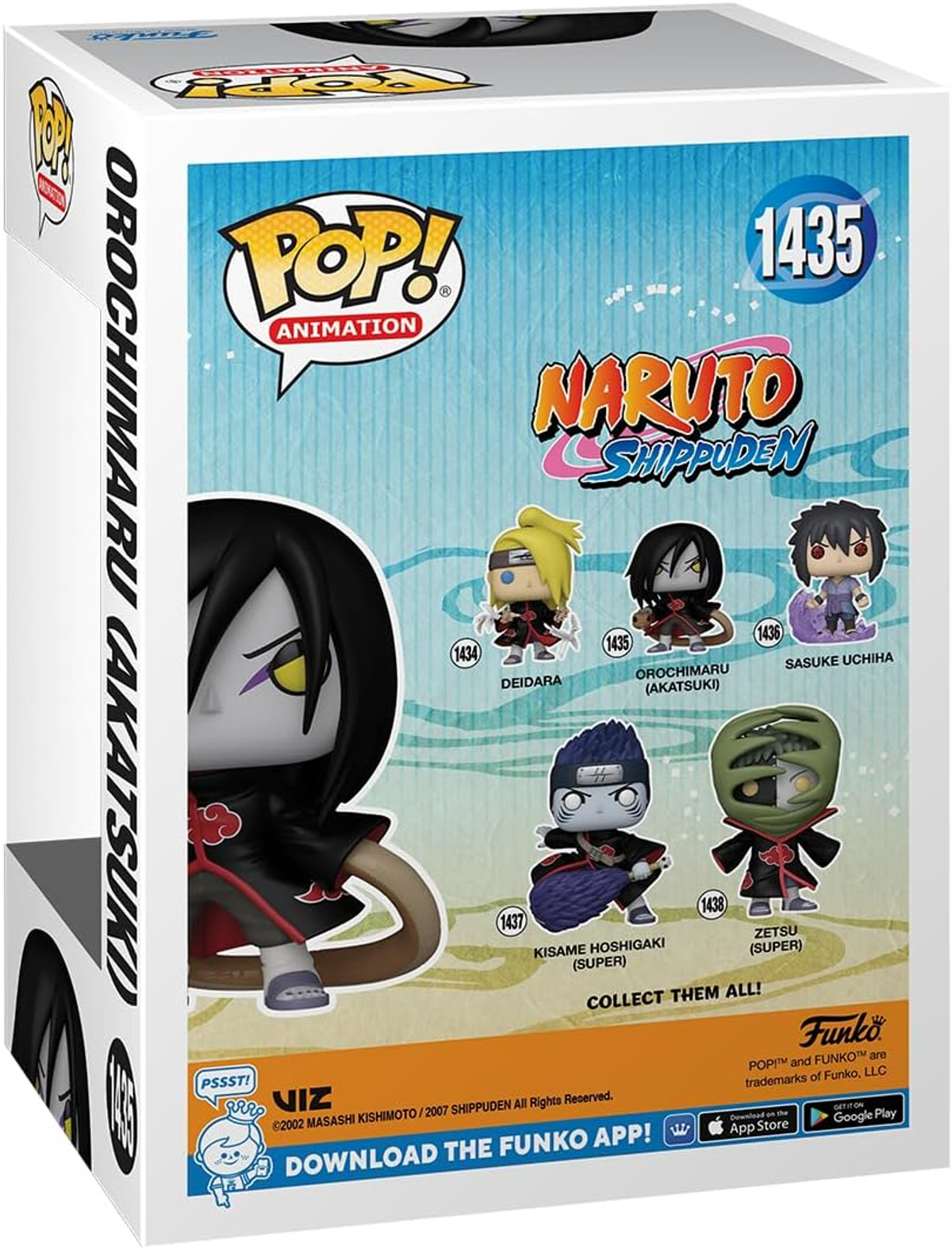 Box mit Naruto Shippuden-Charakteren. Hat Orochimaru auf der Seite und andere auf der Rückseite.