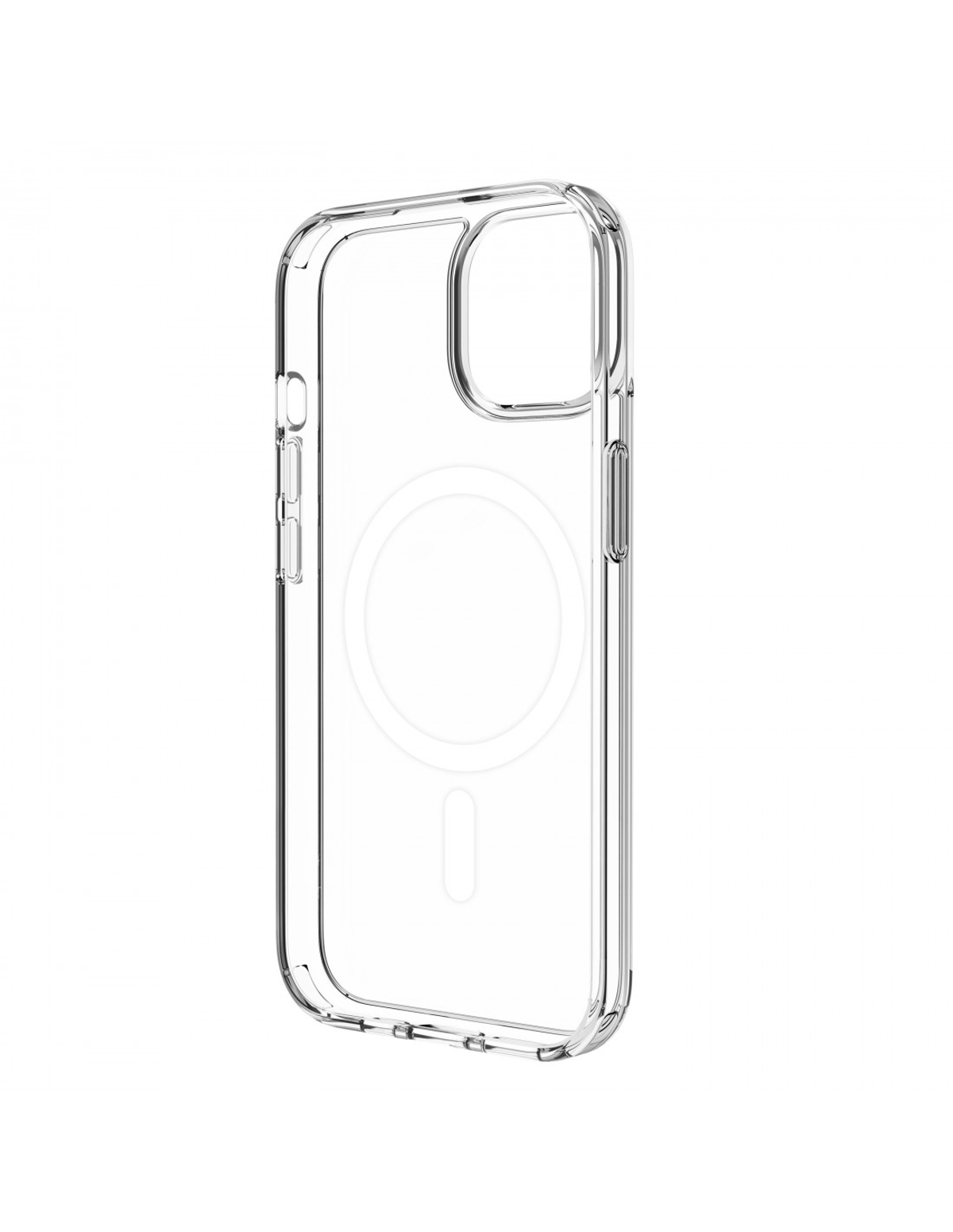 Funda transparente para iPhone. Muestra el marco del teléfono. Fondo blanco.