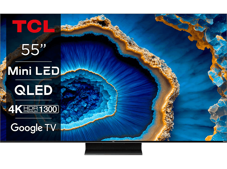 TCL 55C805 QLED TV (Flat, TV, GoogleTV cm, QLED 139,7 (ATV 12.0)) / 55 4K, Zoll SMART