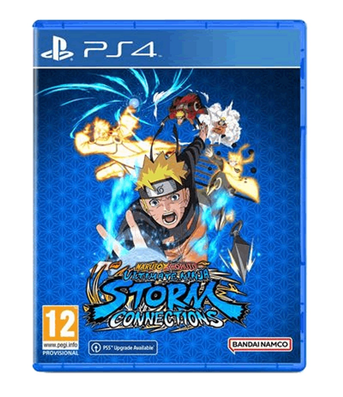 Pudełko gry PS4 Naruto Shippuden: Ultimate Ninja Storm Connections. Niebieskie z postaciami.
