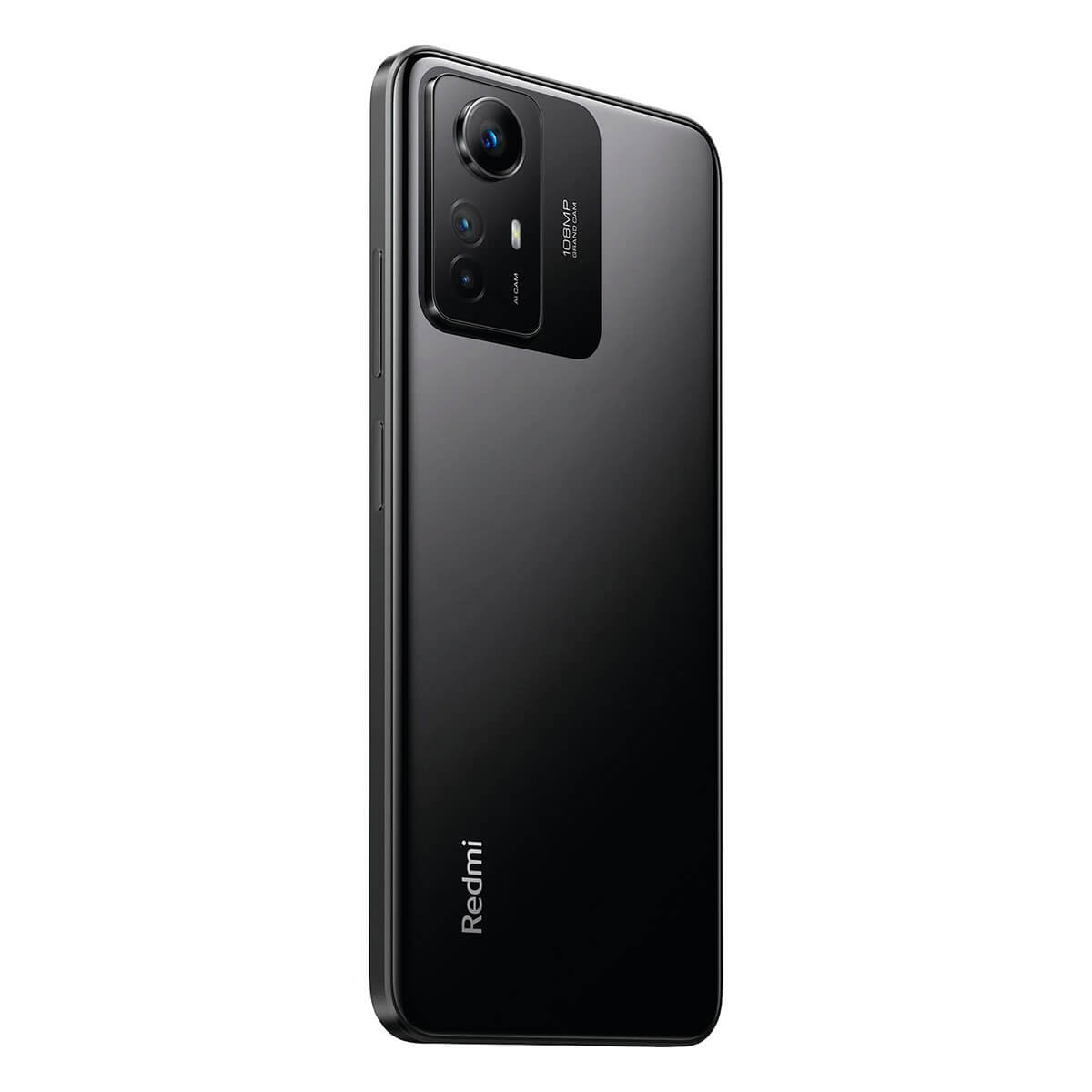 Tył czarnego telefonu Redmi z modułami aparatu i napisem Redmi.